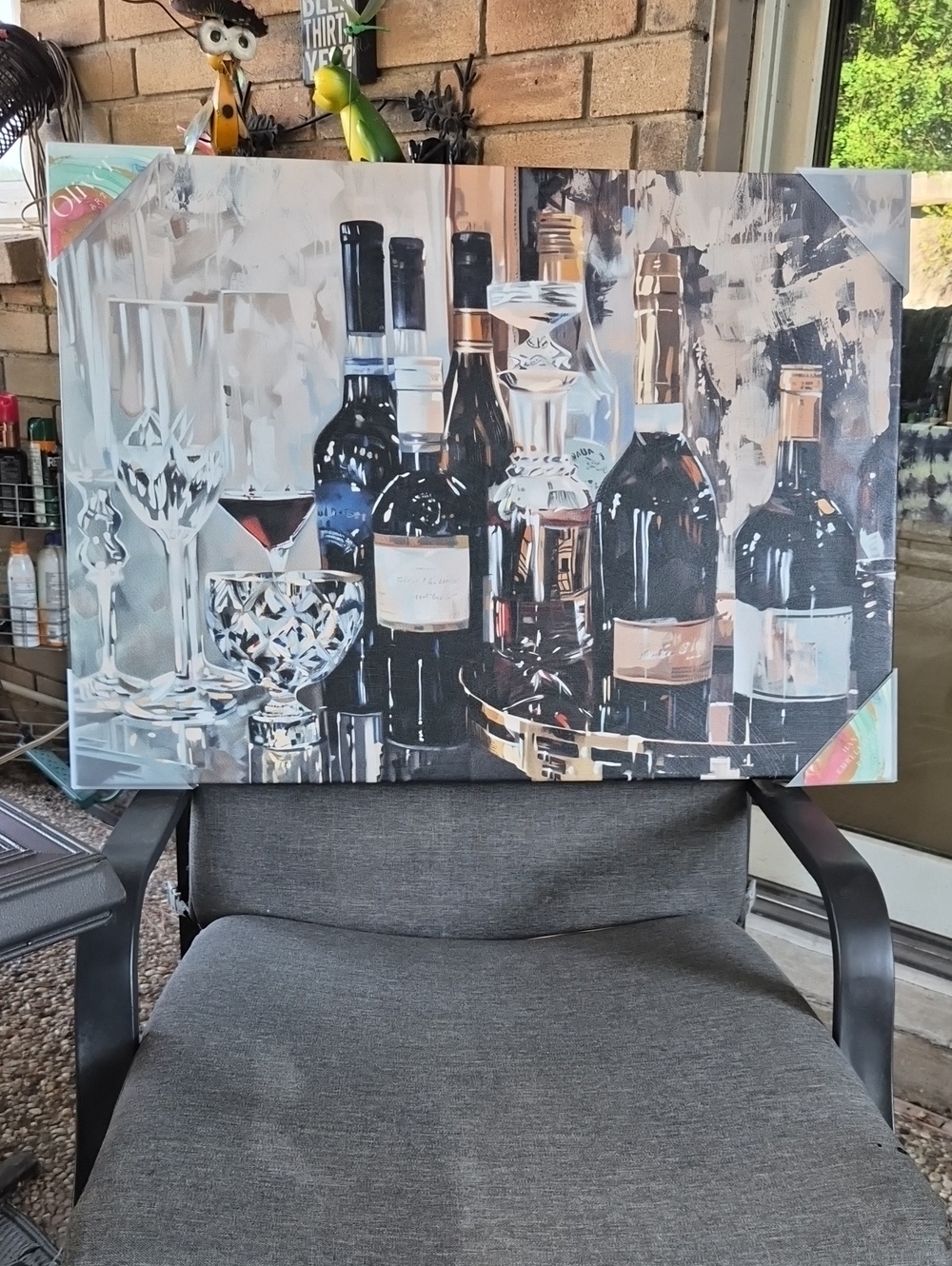 Oliver Art NEW Abstract Wine & Glasses Bar Wall Art Canvas